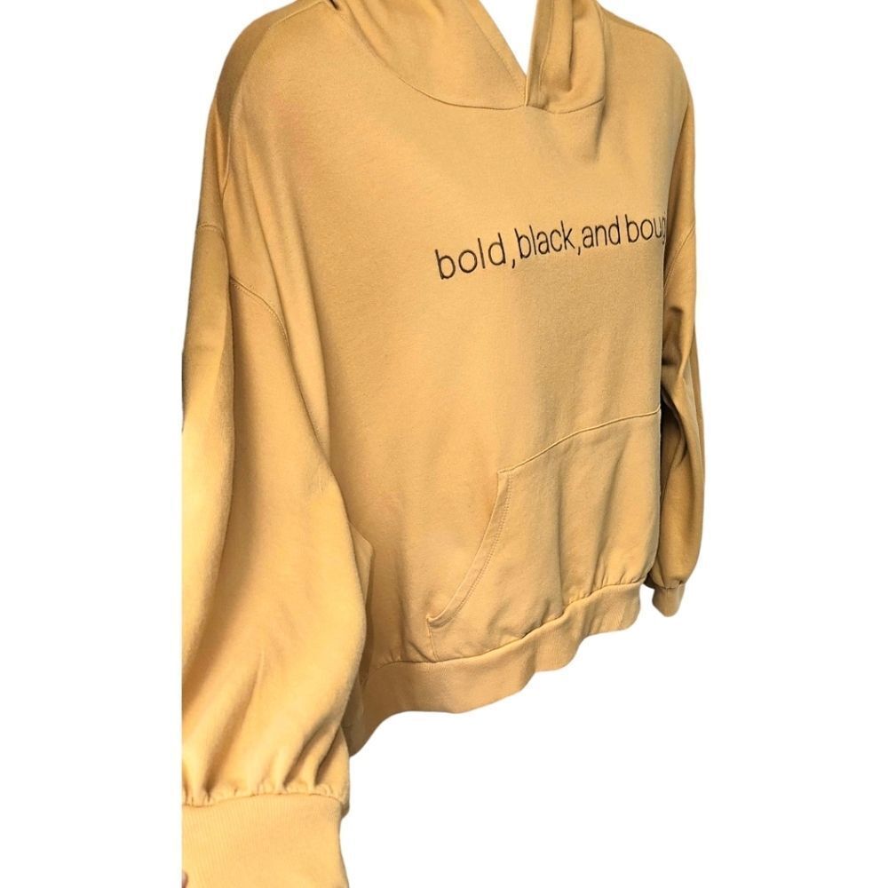 BLACK History Month Plus Size BOLD, BLACK BOUGIE Yellow Hooded Sweatshirt 3X - Picture 5 of 12